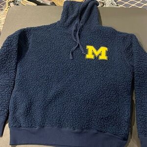 University of Michigan fuzzy hooded sherpa sweatshirt